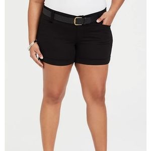 Torrid Black Sateen belted mid short 24